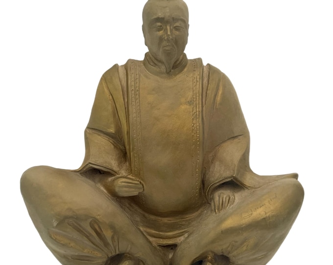 Shogun Advisor Statue Figurine Sculpture "Uesugi" Ceramic Austin Productions Japanese samurai warrior art | Oriental Japense Mediation Pose