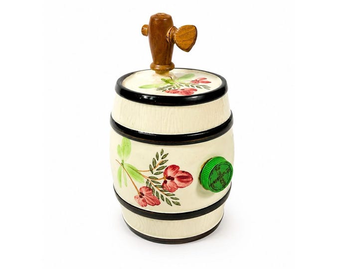Vintage Enorm W. Germany Mini Liquor Wine Barrel Keg Flowers Porcelain Ceramic