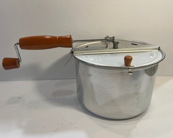 Back To Basics Stove Top Popcorn Popper• Old Fashioned Pop • Wooden Handle • Stainless Steel