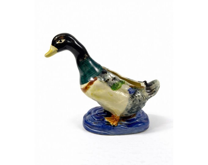 Duck Planter Pot Porcelain Ceramic Vintage Retro Mid Century White breast Mallard Occupied Japan Stamped Home Decor Grandpa Cabin Rustic