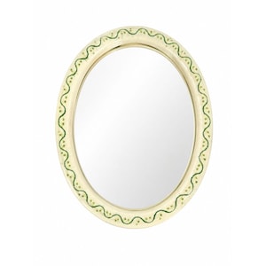 Pottery Mirror Vanity Tray Hand Painted Vine Motif Vintage Home Decor Decorative Accents