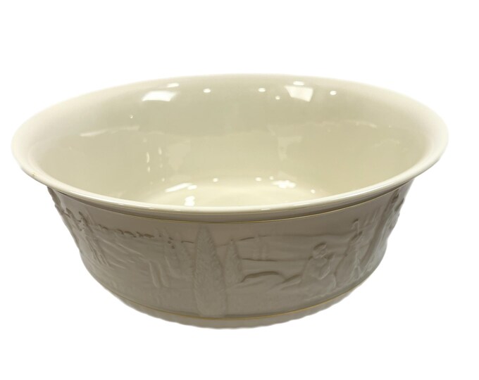 Lenox Gold Trim Nativity Bowl By Lenox Elegant Christmas Holiday Decorative Display Salad Serving Bowl Ivory 1991