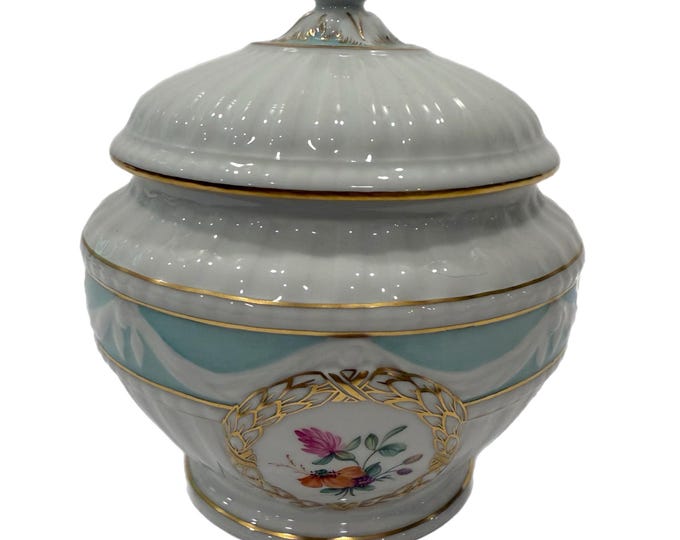 KPM Berlin Kurland Lidded Sugar Bowl |  Mid 20th century | Hand Painted | Place Setting | Fine China Porcelain | Floral Flower | Traditional