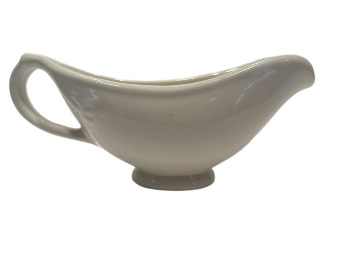McNicol China Gravy Boat - Number 17, U.S Quartermaster Corps Pattern 1940's | Vintage Kitchenware | Restaurant ware | Diner ware | White