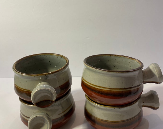 Otagiri | Boho | Earth tone | Vintage French Onion Soup Bowl Vintage Set of 4 | Glazed
