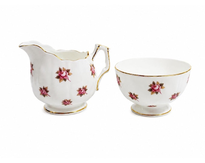 Mini Creamer and Sugar Hathaway by John Aynsley & Sons Small Plnk Roses Vintage Bone China Replacement Serveware Dainty Tea Party