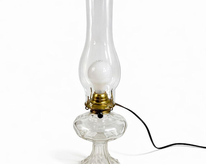 Kerosene Oil Lamp Converted to Electric Antique EAPG Stockton Vintage Home Decor Decor Accents Lighting Cottage Granny Core Primitve Country
