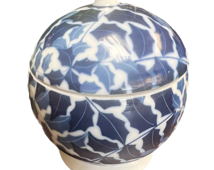 Vintage | Japan Koransha Imported | Blue and White | Lidded Trinket Dish | Sphere | Candy Dish