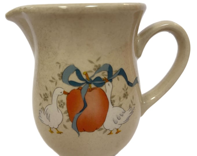 Vintage Marmalade Geese Goose Small Pitcher | International Stoneware Japan | Blue Ribbon Apple | Cottage core Granny Core | Farmhouse 24 oz