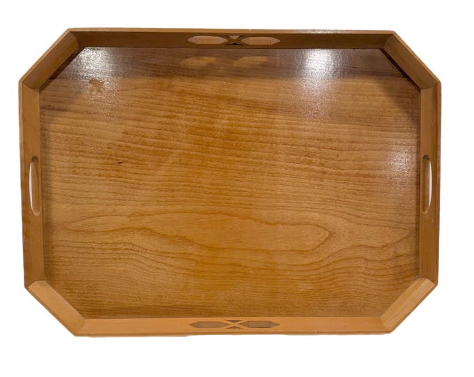 Vintage | Light Wood Oak | Handled Serving Hostess Tray Platter | Woodpecker Wood Woodware | Made in Japan | Mid Century | Breakfast in Bed