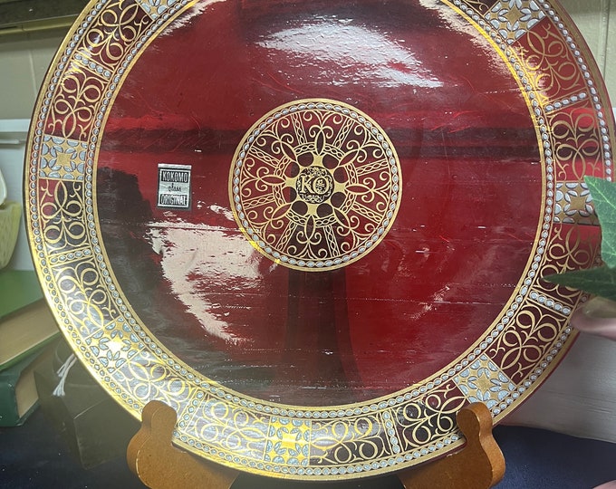 Rare Vintage Uchner 3rd Edition Kokomo Opalescent Glass Plate #295 Red Gold