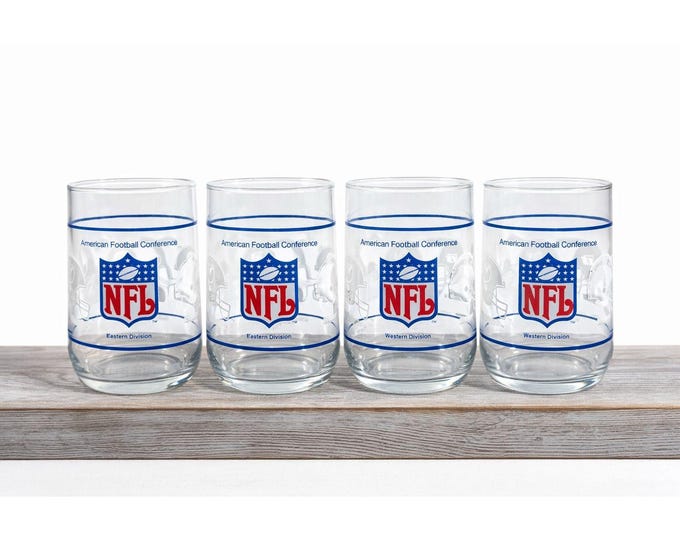Drinking Tea Water Glasses American Football Conference Western Central Eastern Sports Team Vintage Man Cave Barware Drinkware NFL Collector