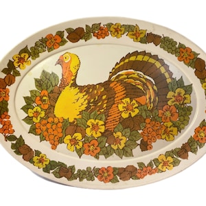 Large Serving Platter Plate Meat Turkey Thanksgiving | Apollo ware Melamine Melmac Vintage Retro | Fall Decor Holiday Table Decorative