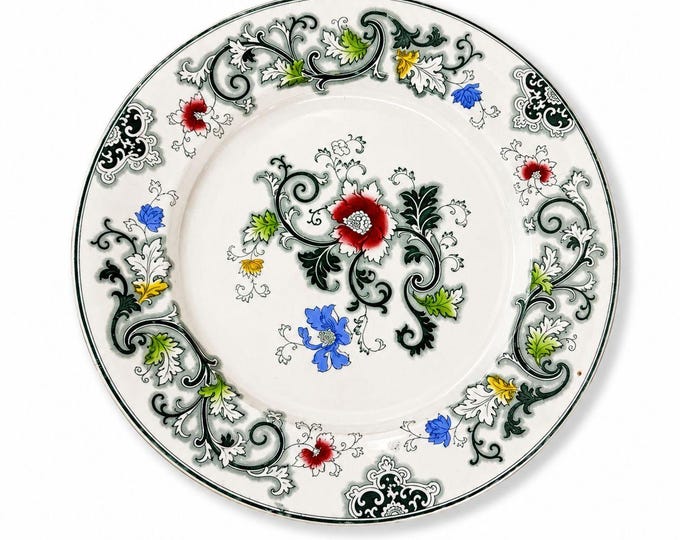 Transferware Ironstone Dinner Plate Francis Morley Aurora Blue Green Transfer ware 9 1/4” Plate Circa 1845-1858