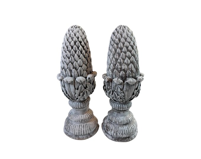 Pineapple Bookends Resin Ornate | Set Pair 2 | Office Home Shelf Decor Book End | Traditional Nancy Myers Decorative Accent Grand Millennial