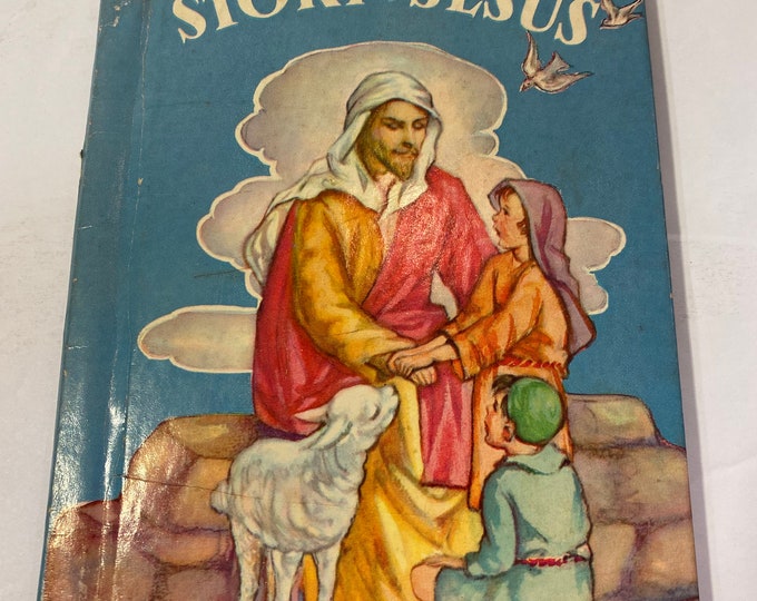 The Story of Jesus by Gloria Biener Glover 1949 Hardcover Rand McNally  | Vintage Children's Picture Bedtime Story Book | Nostalgia Reading