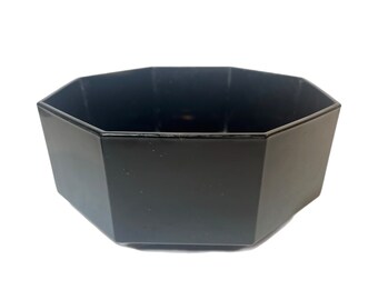 Vintage Arcoroc Octime French Black Octagonal Large Bowl - 9" średnicy, Francja około lat 80. XX wieku, europejska | Salaterka do serwowania
