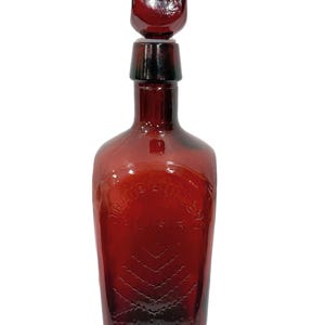 Vintage Wheaton Amber Brown | Glass Bottle Glass Stopper |  Vintage Straubhuller Elixir Bottle - Tree of Life 1880 | Home Kitchen Decor