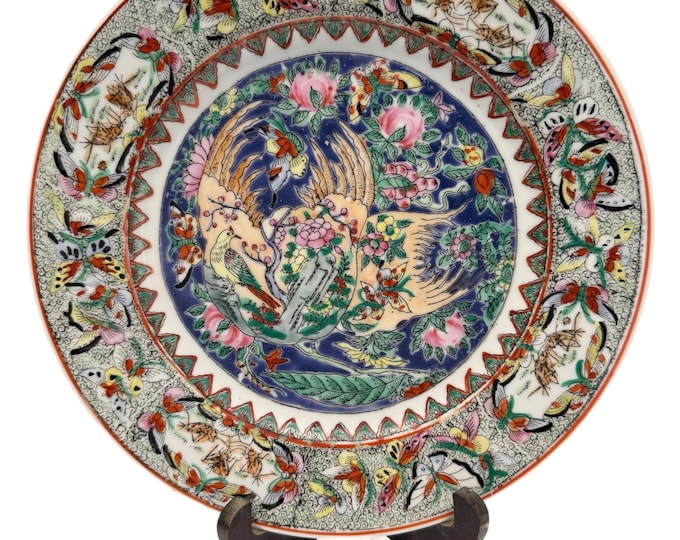 Macu Oriental Decorative Plate Chinoiserie | Crickets Good Fortune Prosperity Vitality |  Vintage Coastal Grandma Gallery Wall Shelf Decor