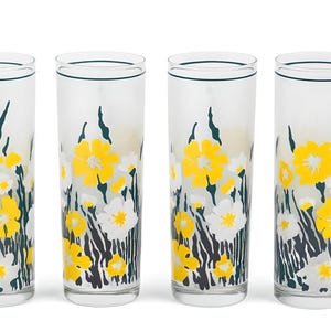 Collings High Ball Glasses | Culver Meadow Yellow Frosted High Ball Glasses | Set 4 Vintage  Replacement Barware 1970&#39;s Kitschy Retro Boho