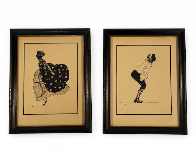 Wall Art Decor Silhouette Drawing Prints Pictures Framed I Man Gentleman Lady Woman Kissing  | Vintage Victorian Home Decor Gallery Wall