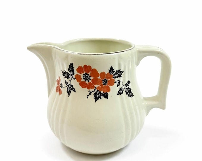 Large Ironstone Pitcher Hall Superior Quality Red Poppy Vintage Kitchenware USA Made Mid Century Kitchenware Milk Juice Beverage Drink