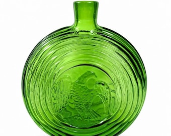 Grüne Karaffe Rossini Empoli Glas Italien Geprägte Adler Grüne Karaffe Vase Kein Stopper Vintage Barware Sammlerglas mundgeblasen