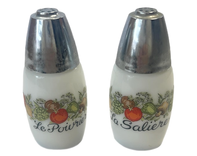 Vintage 1970s  Kitchenware Boho Retro Kitsch • Gemco • Spice of Life • Salt & Pepper Shakers  Pair Set 2• Corning Ware Grandma Granny core