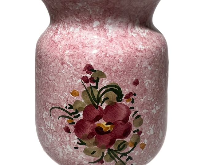 Vintage | Spongeware | Floral Flowers Pink | Vase | Italy Italian | Capri | Lav A Mano