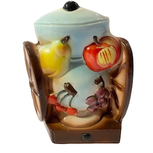 Vintage Lipper och Mann Lush Fruit Wall Pocket, Väggplanterare, Väggvas, Handmålad Keramik