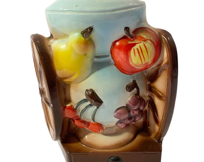 Vintage Lipper and Mann Lush Fruit Wall Pocket, Wall Planter, Wall Vase, Hand Painted Pottery