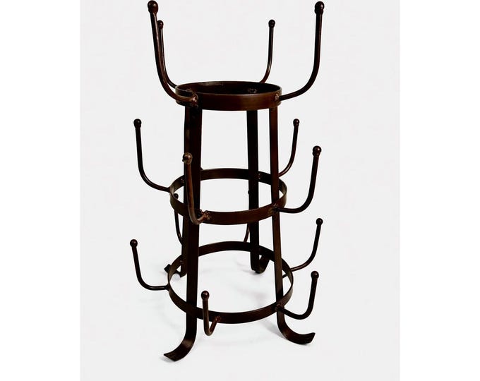 Metal Bottle Drying Dryer Rack French Style 15 Arms Brown Coffee Mug Holder Vintage Forged Kitchen Home Decor Decorative Accents