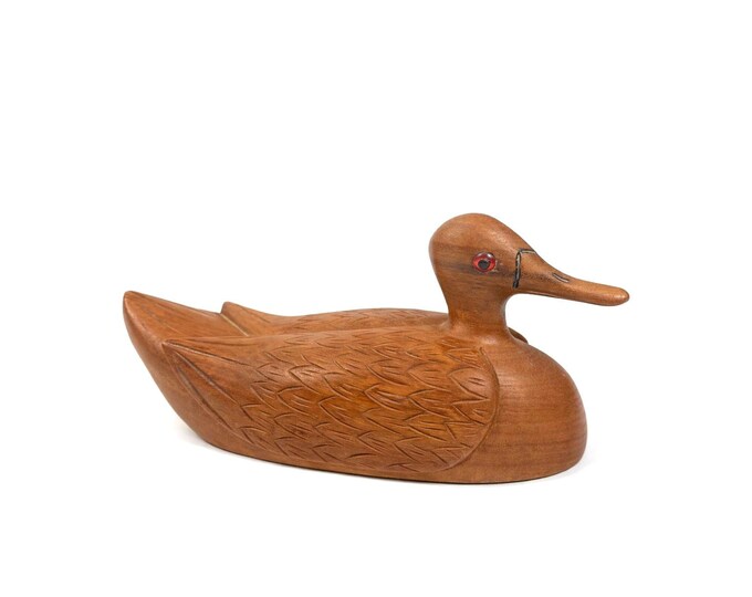 Wood Duck Decoy Wildlife Collection Wooden Hand Painted Cottage Cabin Fishing Hunting Grandpa Core Home Shelf Decor Decorative Accent