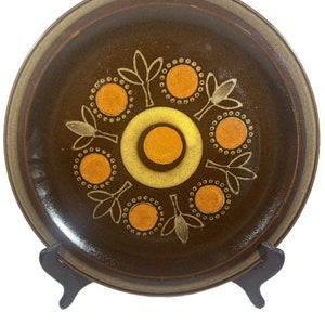 Mid Century | Retro Kitchy | Georges Briard Aztec Stoneware Chop Plate Serving Platter | Brown Yellow Orange