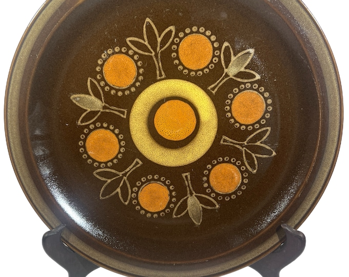Mid Century | Retro Kitchy | Georges Briard Aztec Stoneware Chop Plate Serving Platter | Brown Yellow Orange