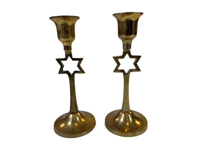 Vintage Brass Taper Candle holder |  Star Celestial Boho | Vintage Holiday Decor Tablescape | Holiday Entertaining Decorative Accents