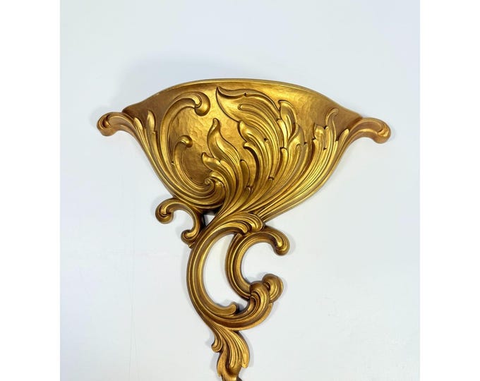 Gold Wall Pocket Planter Syroco Scroll Mid Century Retro Vintage Home Decor Decorative Accents Hollywood Regency Home Interiors