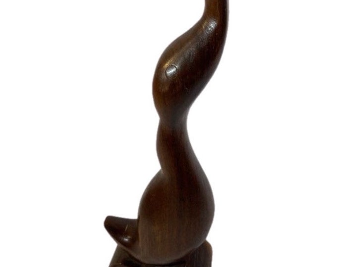 Hand carved | Mid Century MCM | Wooden Duck Bird | Figurine | Statue | Minimalist