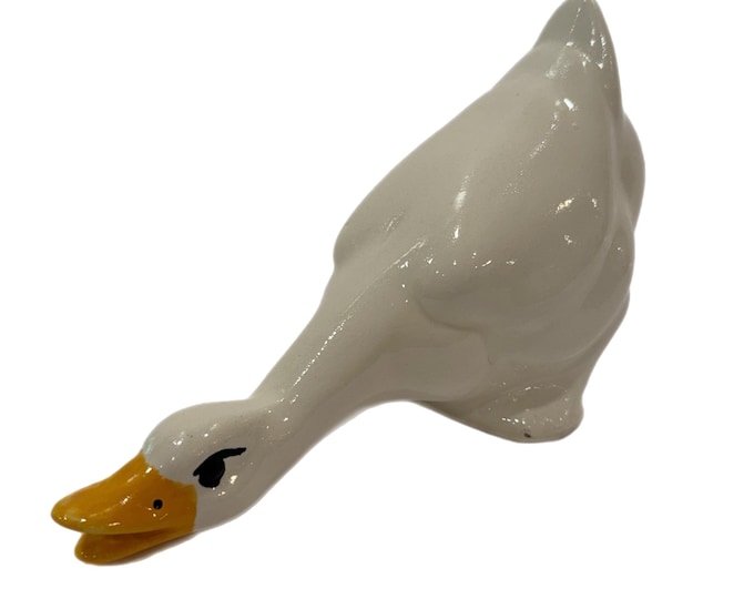 Vintage 1980's Large Ceramic Goose Geese | Shelf Sitter | Kitchen Decor | Cottage Granny Core | Hand Painted | Figurine Statue Home Decor
