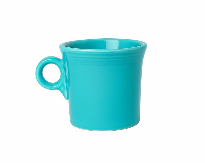 Coffee Mug Tea Cup Large Turquoise | Fiesta Ware HLC Pottery | Circle Handle Vintage Retro Cottage Granny Core Kitchen Replacement China