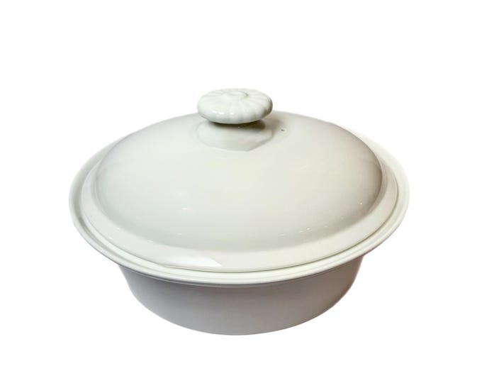 Casserole Baking Dish Stoneware Tureen Roaster | Arabia Finland |  White Ceramic Teema Covered  | Lidded Lid Scandinavian Kitchen Serving