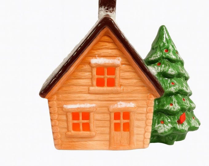Lighted Christmas Village Mountain House Cabin Tree Marcia Ceramics Inspirations Model MTH-1 Corded Holiday Seasonal Decor Rustic Primitive