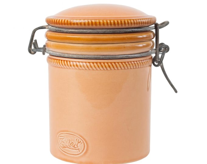 Canister Jar Pottery | Baldelli Italia Italy Peach Coral Ceramic Clamp | Kitchen Storage Decor Airtight Coffee Tea | Nancy Myers Granny Core