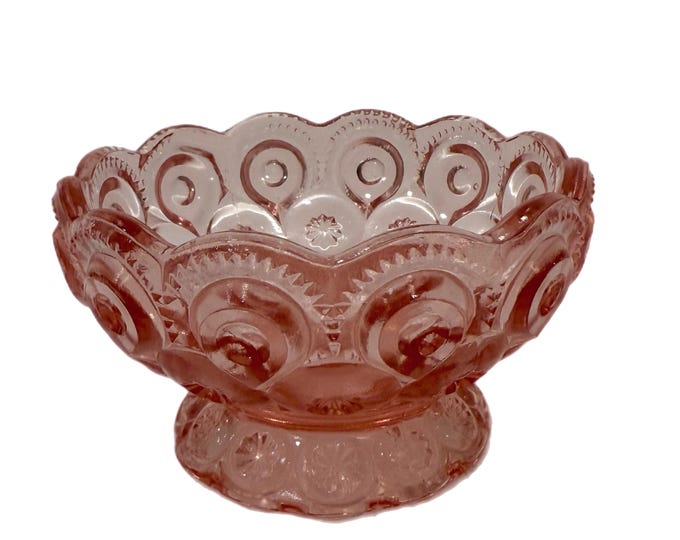 L.E. Smith Moon and Stars Pink Glass Bowl RARE Color! | Vintage | Rose Baby Pink | Fairy Light Bottom | Art Glass Collectible