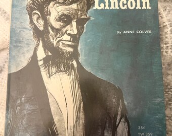 Vintage 1962 / Libri scolastici / Prima edizione del libro Abraham Lincoln di Ann Clover / Libro in brossura / Libro per bambini