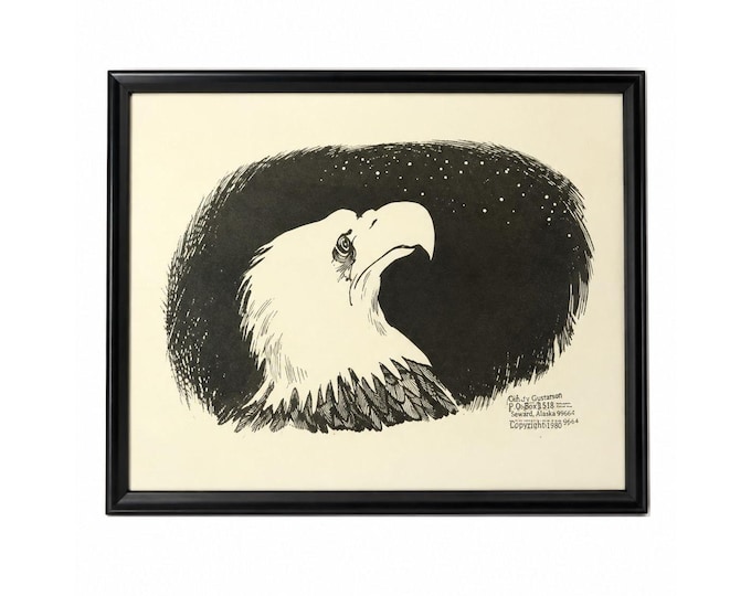 Framed Cartoon Doug Marlette Bald Eagle Crying Charlotte Observer Political Art Challenger SpaceShip Wall Office Decor Art Vintage