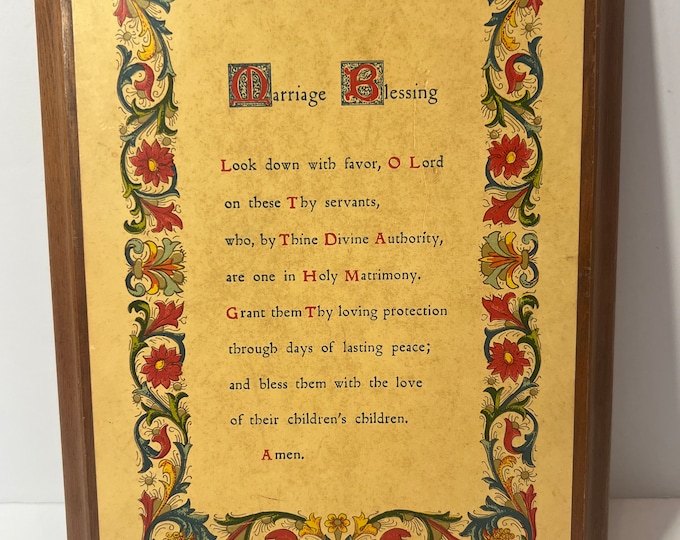 Vintage Wood Marriage Blessing Prayer Gift | Cape Craftstmen | Wedding Gift | Scroll | Wedding Present Gift | Italian Florentine