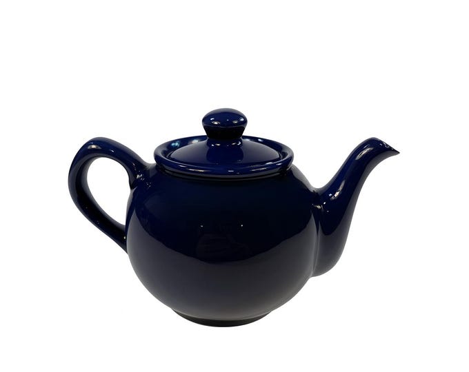 Mini Teapot Coffee Pot | Marine Navy Blue | Small Ceramic Glazed Pottery Stoneware Restaurantware | Cottage Granny Core Collectable Vintage