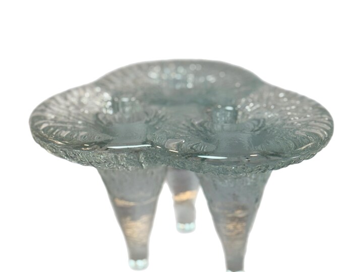 Blenko Amoeba Candlestick Holder Melting Ice 763 | Mid century MCM Vintage Brutalist Don Shepard | Three Taper Candlesticks | Home Decor
