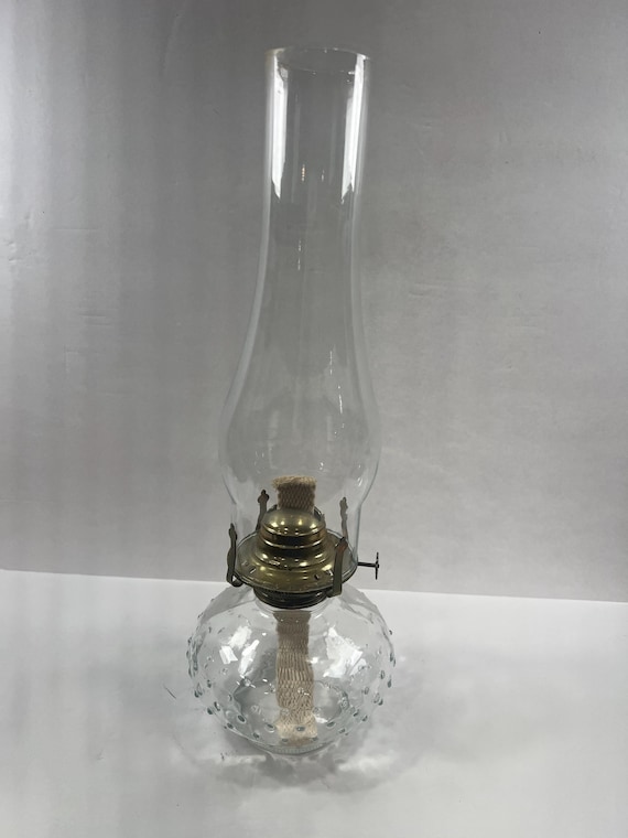 Vintage Lamplight Farms Glass Hurricane Oil Lamp Raised Dot